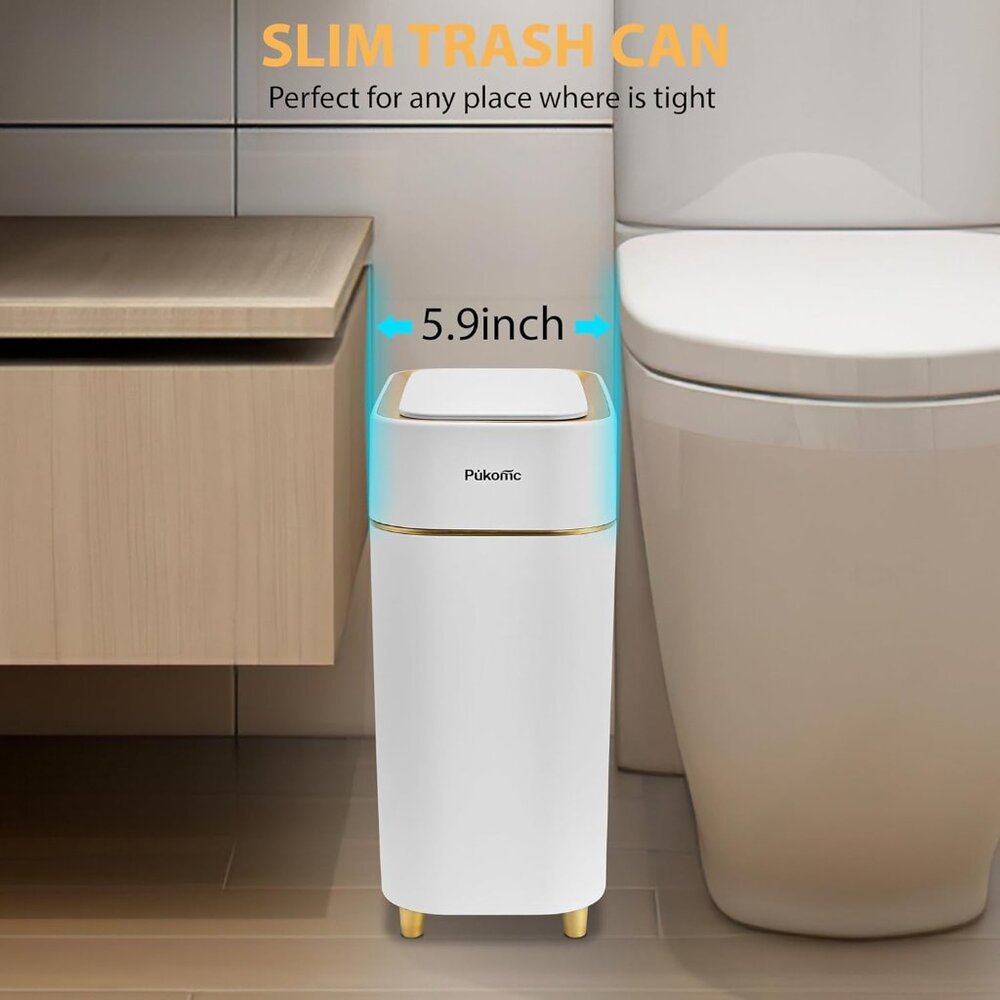 Pukomc Automatic Small Sensor Trash Can with Touchless Lid, 2.3 Gallon - Picture 4 of 8